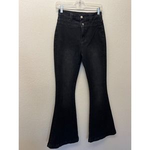 Pantete Women's Black High Waisted Bell Bottoms Flare Denim Jeans Size S NEW